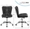 Black Modern Rolling Faux Leather Armless Desk Chair with Metal Base for Home Office